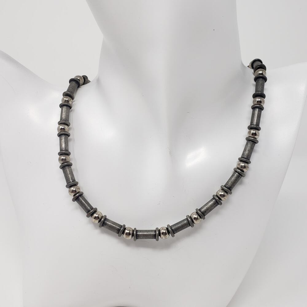 Pewter & Stainless Steel Beaded Necklace